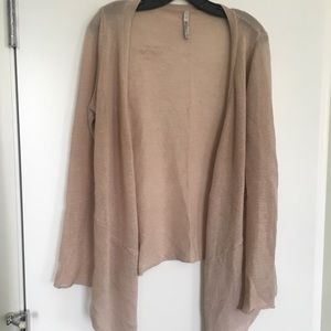 Beige knitted, drape cardigan